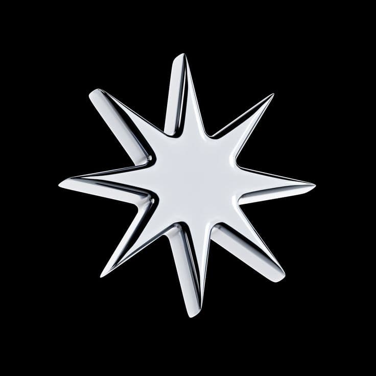 Chrome 8-pointed star